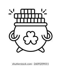 Pot Of Gold vector outline icon. EPS 10 file