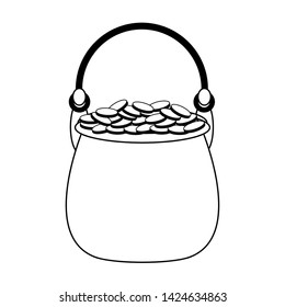pot with golden coins icon cartoon isolated vector illustration graphic design