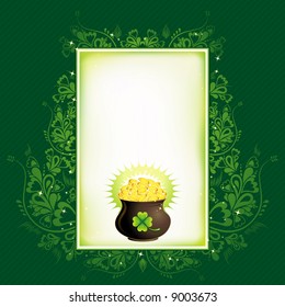 Pot with golden coins for St. Patrick's Day, vector illustration