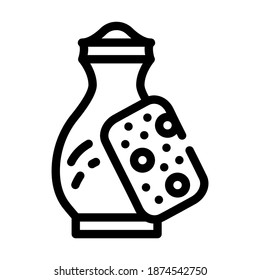 pot grinding line icon vector. pot grinding sign. isolated contour symbol black illustration