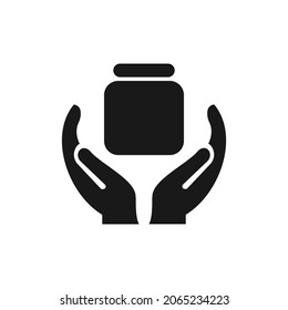 Pot Hand logo design. Pot logo with Hand concept vector. Hand and Pot logo design