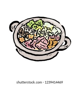 Pot hand painted illustration