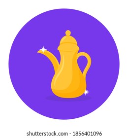 Un pote con mango, concepto de icono de tetera árabe 