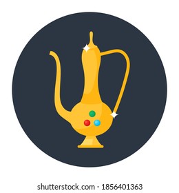 Un pote con asa, concepto de icono de dallah 