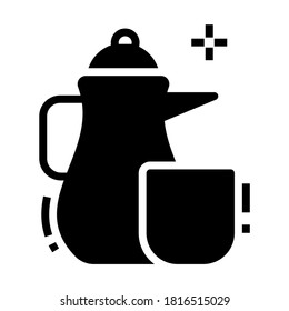 A pot with handle and cup, concept of teapot icon 