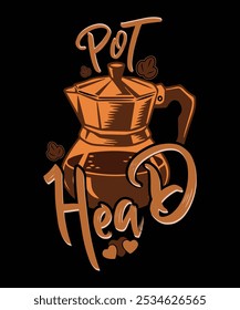 Pot Head barista Coffee Lover Diseño de camiseta, divertido Vector gráfico Barista