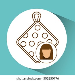 pot holder icon, female avatar blue background vector illustraion eps 10