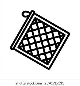 Pot Holder Line Vector Illustration On White Background.