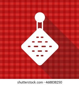 Pot holder vector icon on red tablecloth texture with Long shadow design style