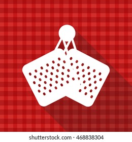 Pot holder vector icon on red tablecloth texture