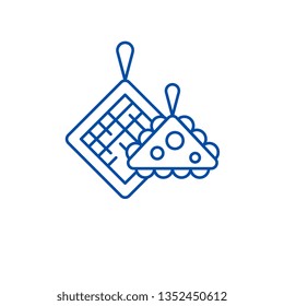 Pot holders line icon concept. Pot holders flat  vector symbol, sign, outline illustration.