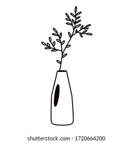 Pot with a home flower. Scandinavian style. Simple vector illustration.