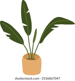 Pot With Home Plant Vector Illustration