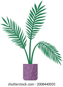 Pot with houseplant isolated at white background. Vector flowerpot of decorative green plant with long leaves in ceramic pot. Indoor plant concept of domestic greenery. Icon for home interior plant