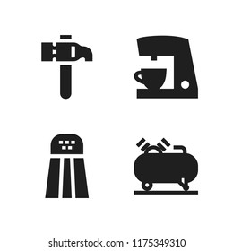 pot icon. 4 pot vector icons set. salt shaker, tools and utensils and coffee maker icons for web and design about pot theme