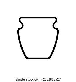 Icono de la olla. Silueta lineal de contorno negro. Vista frontal. trazos editables. Ilustración gráfica plana vectorial simple. Objeto aislado sobre un fondo blanco. Aislar.