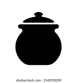 Pot icon. Black silhouette. Front side view. Vector simple flat graphic illustration. Isolated object on a white background. Isolate.