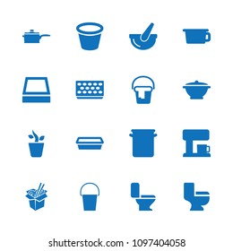 Pot icon. collection of 16 pot filled icons such as toilet, noodles fast food, bucket, pan. editable pot icons for web and mobile.