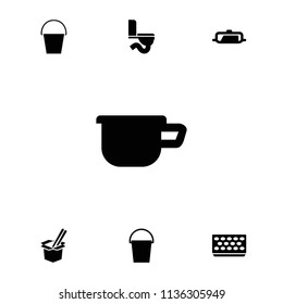 Pot icon. collection of 7 pot filled icons such as pan, bucket, toilet. editable pot icons for web and mobile.