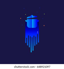 pot icon Color gradation. sign symbol for web, modern design vector on blue background. logo.