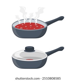 Сooking pot icon in flat style. Saucepan vector illustration on isolated background. Pan sign business concept.