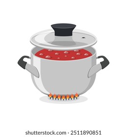 Сooking pot icon in flat style. Saucepan vector illustration on isolated background. Pan sign business concept.