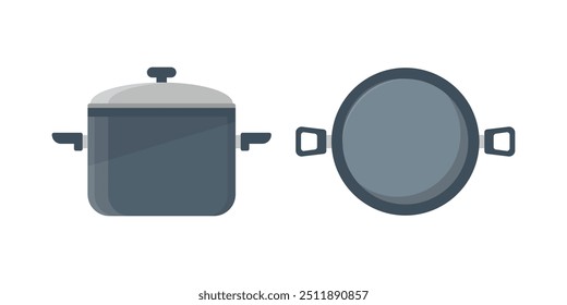 Сooking pot icon in flat style. Saucepan vector illustration on isolated background. Pan sign business concept.