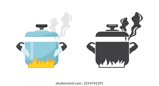 Сícone de maconha em estilo plano. Ilustração vetorial de Saucepan em fundo isolado. Conceito comercial do sinal de panela.