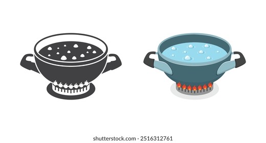 Сooking pot icon in flat style. Saucepan vector illustration on isolated background. Pan sign business concept.