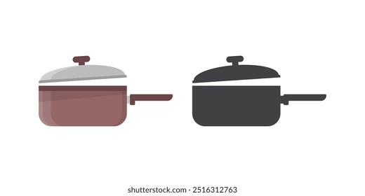 Сooking pot icon in flat style. Saucepan vector illustration on isolated background. Pan sign business concept.