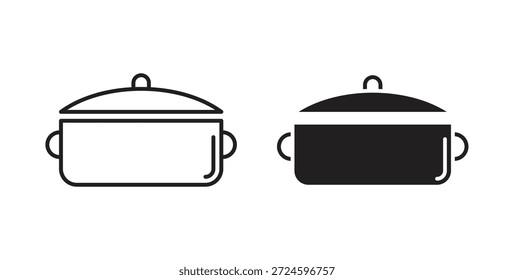 Glifo de icono de olla y concepto de símbolo de línea delgada de conjunto de líneas.