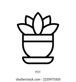 pot icon. Line Art Style Design Isolated On White Background