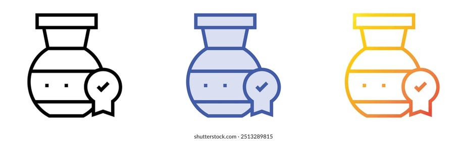 Icono de olla. Lineal, relleno azul y diseño de estilo degradado aislado sobre fondo blanco