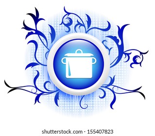 pot icon on blue decorative button