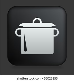Pot Icon on Square Black Internet Button Original Illustration