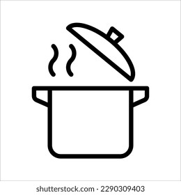 icono de la olla, diseño de estilo de contorno del icono de la olla, ilustración del vector sobre fondo blanco
