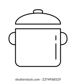 Pot icon. Pan with lid in linear style. Line vector illustration.