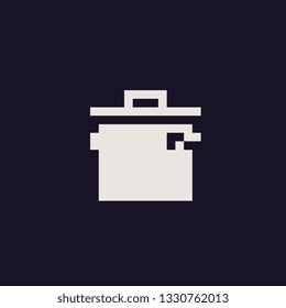 Pot icon. Pixel art 1-bit style. Pan isolated vector illustration. Design for  logo, stamp, web, mobile app. 
