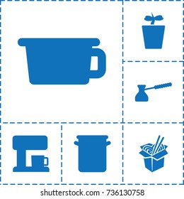 Pot icon. set of 6 pot filled icons such as noodles fast food, pan, turk
