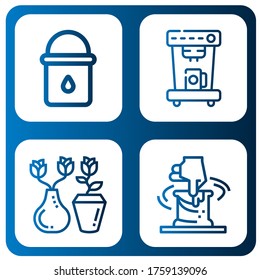 pot icon set. Collection of Water bucket, Coffee machine, Vase, Clay icons