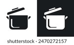 Pot icon set. Food cooking Asian clay pot vector icon in kitchenware utensil icon.