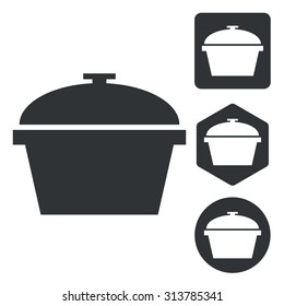 Pot icon set, monochrome, isolated on white