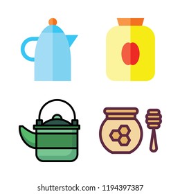 pot icon set. vector set about honey, kettle and coffee pot icons set.
