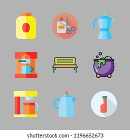 pot icon set. vector set about cauldron, tools and utensils, handcraft and coffee pot icons set.