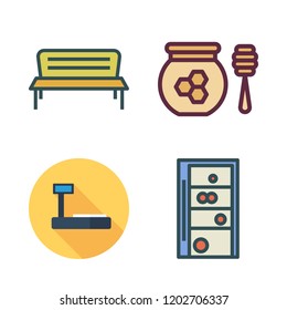 pot icon set. vector set about bonsai icon, tools and utensils, honey and shelf icons set.