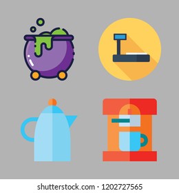 pot icon set. vector set about kettle, tools and utensils, coffee maker and cauldron icons set.