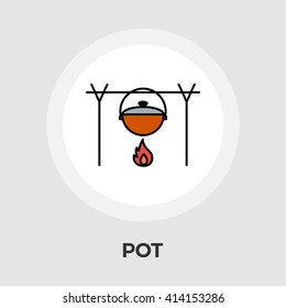 Pot icon vector. Flat icon isolated on the white background. Editable EPS file. Vector illustration.