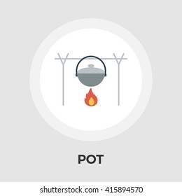 Pot icon vector. Flat icon isolated on the white background. Editable EPS file. Vector illustration.