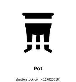 Pot icon vector isolated on white background, logo concept of Pot sign on transparent background, filled black symbol