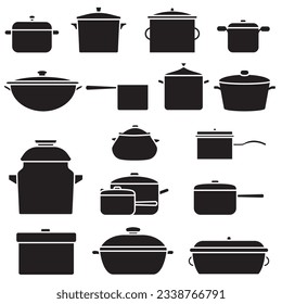 Pot icon vector set. kitchen illustration sign collection. kitchenware symbol. Food logo.